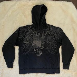 Mens Black Affliction Hoodie size XL